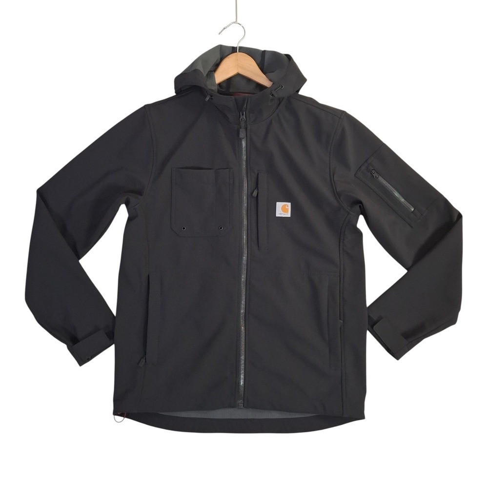 Carhartt Hooded Rough Cut Jacket Mens Medium M Black Rain Defender